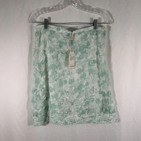 Max Studio Skirt Women's 4 Green Floral Button Zip Lined New - Picture 1 of 10